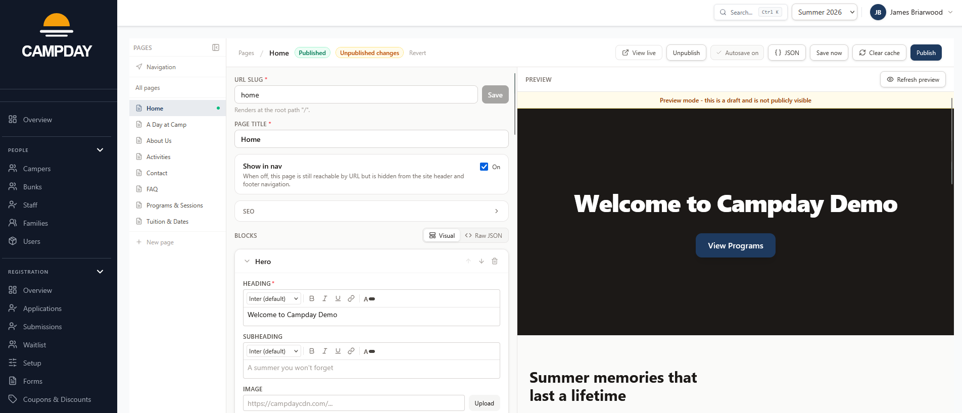 CMS page editor