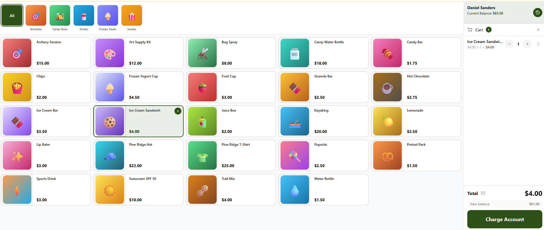 POS checkout screen